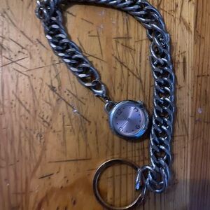 Silver Chain Pocket Watch Keychain